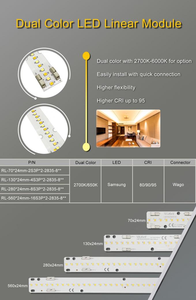Daha fazla esneklik ve 95'e kadar daha yüksek CRI Çift renkli LED Doğrusal Modül